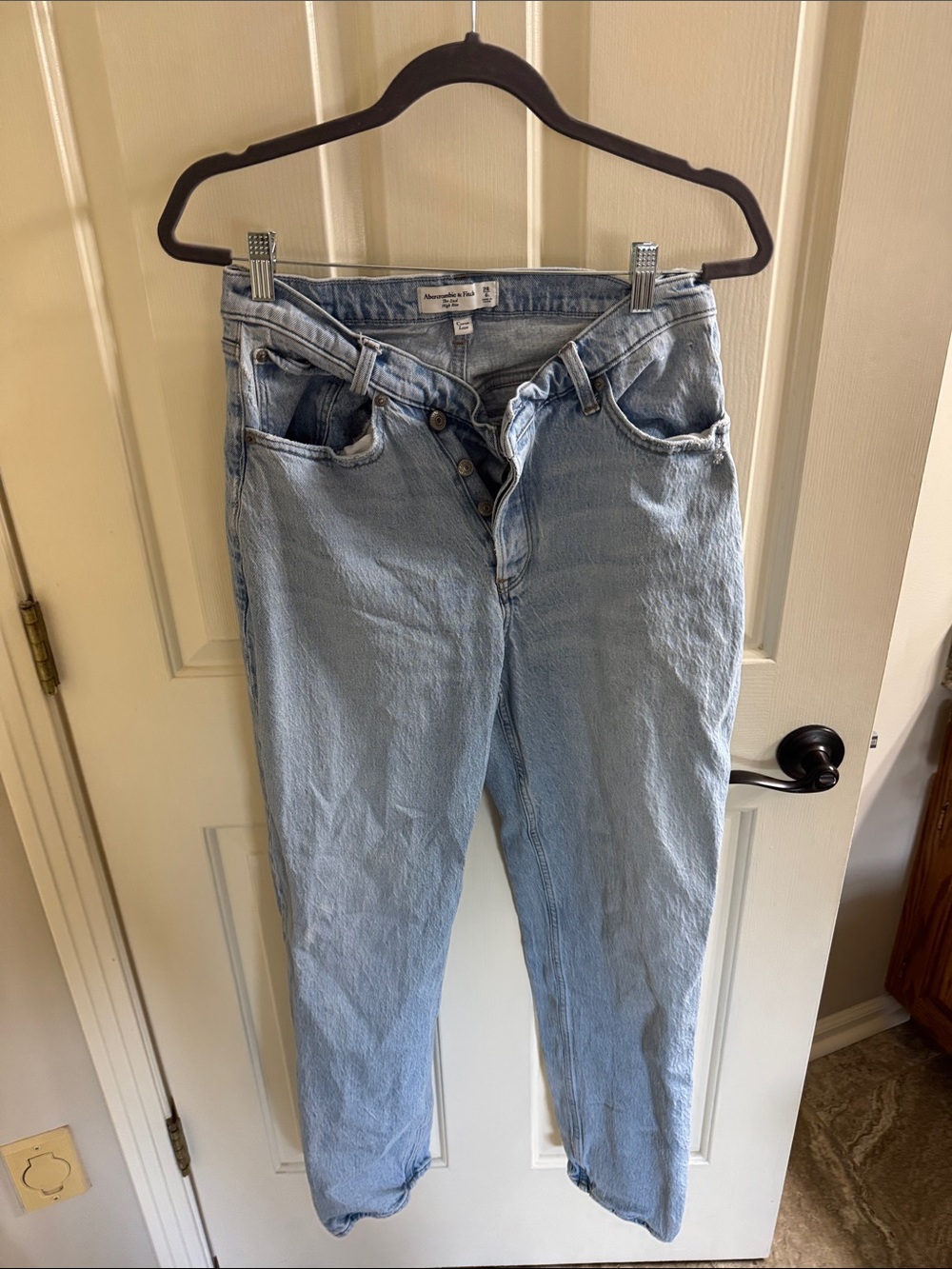 Abercrombie & Fitch Light Blue High-Rise Button-Fly Jeans